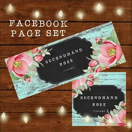 Facebook Page Set, Secondhand Rose | Shabby Blank Facebook Banner | Vintage Rustic Facebook Set | DIY Social Media | Facebook Page Template