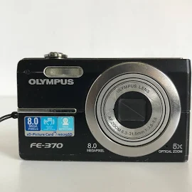 Olympus Fe-370 8.0mp 5.0x Compact Digital Camera Black Tested + Memory