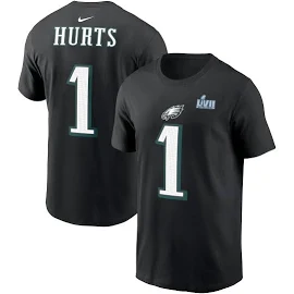 Men's Nike Jalen Hurts Black Philadelphia Eagles Super Bowl LVII Name & Number T-Shirt Size: Extra Large