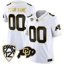 Men's Custom Colorado Buffaloes Jersey Gold College Football White Gold