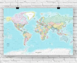 Detailed World Political Wall Map | 44" x 29" | Laminated Print | Academia Maps | World Maps Online