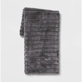 Threshold Textured Faux Fur Reversible Gray Throw Blanket | Target