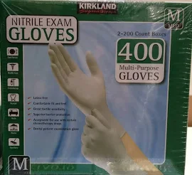 Kirkland Signature Latex Free Nitrile Exam Multi Purpose Gloves, M - 400 count