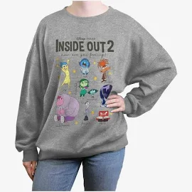 Disney Pixar Inside Out 2 Textbook of Emotions Girls Oversized Sweatshirt Multicolor