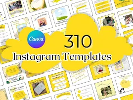 Yellow Instagram templates | Yellow and white Instagram templates | Yellow and white social media templates | Yellow Instagram kit