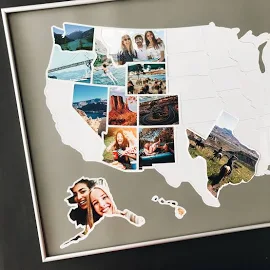 1DEA.me USA Photo Map - 50 States Travel Map - Fits 24 x 36 in Frames - Made from Flexible Plastic