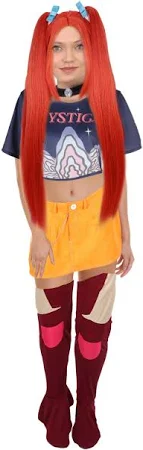 Women's K-Pop Star Demon Hunter Costume Set with Wig