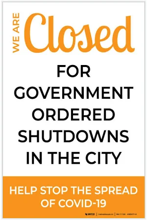 We Are Closed For Government Ordered Shutdowns Portrait - Label