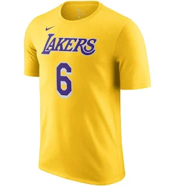 Nike Men's Los Angeles Lakers Lebron James #6 Yellow T-Shirt, Large