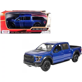 2017 Ford F-150 Raptor Pickup Truck Blue with Black Wheels 1/27 Diecast Model Car by Motormax