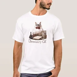 Chemistry Cat (from 9gag Memes reddit) T-Shirt, Men's, Size: Adult L, White