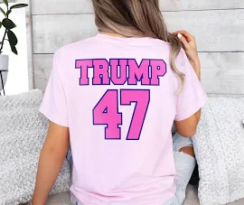 Hottees Trump 47 Jersey Style Donald Trump 2024 Republican Shirt Light Pink / XXL