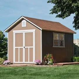 Professionally Installed Meridian Deluxe 8 ft. x 12 ft. Outdoor Wood Storage Shed and Black Onyx Shingles (96 Sq. ft.)