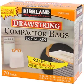 Kirkland Signature 18 Gallon Compactor & Kitchen Trash Bags 70-Count