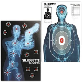 Juvale Human Silhouette Large Shooting Target Sheets (25 x 38 in, 2 Designs, 50 Pack)