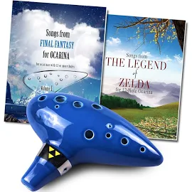 12 Hole Tenor Ocarina with Zelda Songbook and Final Fantasy Songbook