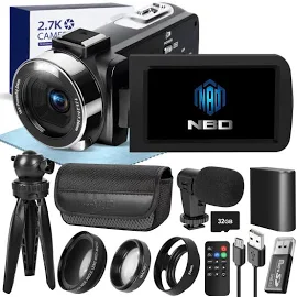 Nbd Video Camera Camcorder 2.7k Youtube Vlogging Camera 3.0" IPS 42MP Digital Camera Recorder 18x Digital Zoom with 32GB SD Card