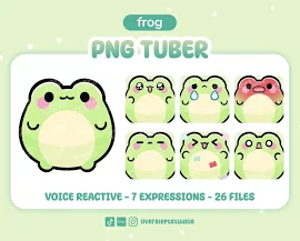 Frog PNGtuber, PNGtuber for Twitch, Discord, Youtube Streamers, Premade PNGtuber, Veadotube, Ready to Use, Voice Reactive