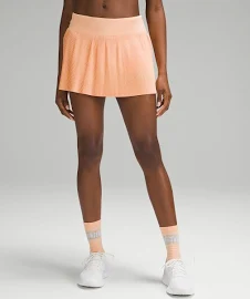 Lululemon Run Pleat to Street Mid-Rise Skirt - Orange/Pastel - Size 14 Swift Ultra Light Fabric