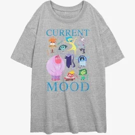 Disney Pixar Inside Out 2 Current Mood Girls Oversized T-Shirt Grey