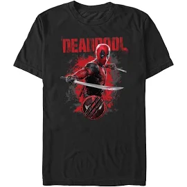 Men's Deadpool and Wolverine Katanas Paint Dump Graphic Tee, Size: Small, Black