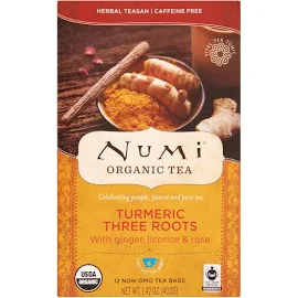 Numi Teas Tea Turmeric Three Roots,12 BG (Pack of 6)