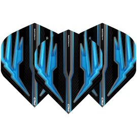 Red Dragon Hardcore Radical Black & Blue Extra Thick Standard Dart Flights - 4 Sets per Pack (12 Dart Flights in Total)