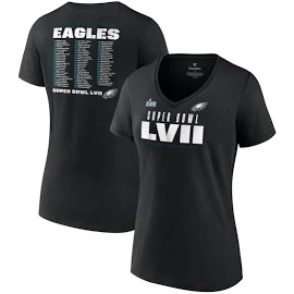 Women's Fanatics Branded Black Philadelphia Eagles Super Bowl LVII Varsity Roster V-Neck T-Shirt