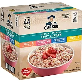 Quaker Instant Oatmeal Fruit & Cream Variety Pack (44 Pack)