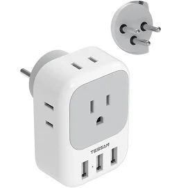 TESSAN US to Israel Travel Adaptor with 4 Outlets 3 USB Charging Ports