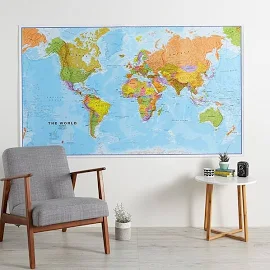 Political Map of the World 80 x 46 inches -Largest single printed sheet available , laminated, wall hanging, map poster, world map