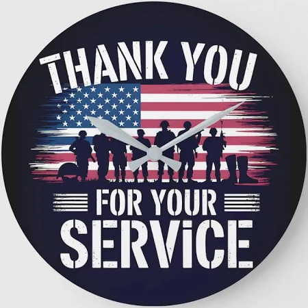 Thank You for Your Service: Veterans Day 2025 Large Clock