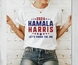 PrinceAidanDesigns Kamala Harris Lets Finish The Job 2024, Madam President Shirt, Democrat Tee, Election 2024, Vote Democrat T-Shirt, Kamala Tee, US Election