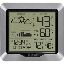 Lacrosse Technology Weather Station with Forecast and Atomic Time - Silver