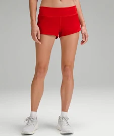 Lululemon Run Speed Up Low-Rise Lined Shorts 2.5" - Neon/Red - Size 6 Swift Fabric