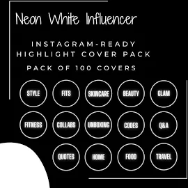 Neon White Instagram Highlight Covers Pack of 100 White Story Highlight IG Icons Instagram-Ready