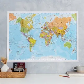 Political Map of The World Poster - 33 x 23 - Front Lamination, Size: 46 x 80