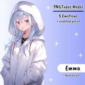 PNGTUBER | Emma, the hoddie girl | 5 emotions | vTuber premade assets for streaming on twitch, kick, youtube and more