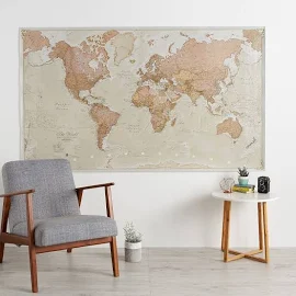 Maps International Giant World Map - Antique World Map Poster - Laminated Home Decor - Classroom - Education - 46 x 77.5, Size: 46 x 78