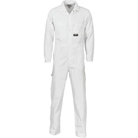 Dnc Workwear Mens Cotton Drill Coverall Hi Vis Work Safety Sun Protection 3101, Men's, Size: 112R, White