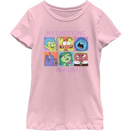 Girl's Inside Out 2 My Emotions in A Day T-Shirt - Light Pink - Medium