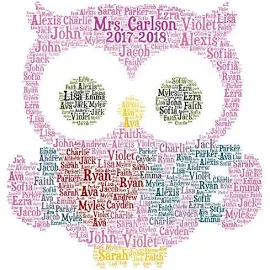 Digital OWL word cloud art wordle - makes great teacher appreciation classroom gift - add names of kids