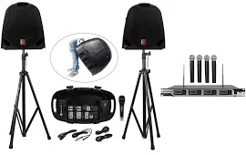 Rockville Portable YouTube Karaoke Machine/System w/ Mixer+Stands+(5) Mics