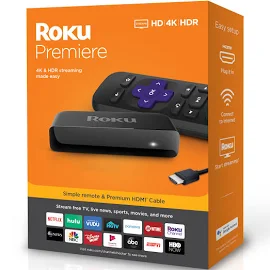 Roku Premiere | 4k/hdr Streaming Media Player with Premium High Speed HDMI Cable and Simple Remote, Black
