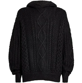 Fear of God Essentials Cable-Knit Hoodie - Black - M