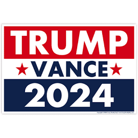 Trump Vance 2024 Yard Sign, Donald Trump President JD Vance Vice President 2024 Yard Sign, 18 inch x 12 inch Double-Sided Sign, Metal H-Stake, Size: