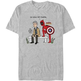 Men's Marvel: Deadpool & Wolverine Chatting with The Cap T-Shirt - Athletic Heather - Medium