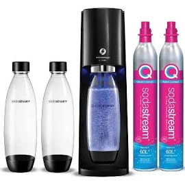 SodaStream E-Terra Bundle with Extra CO2 Cylinder and Carbonating Bottles Black