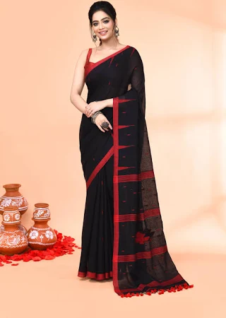 Trendia Women's Mul Cotton Jamdani Saree