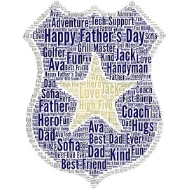 Digital POLICE badge star - word cloud art - wordle - makes a great Father's Day gift - add names / other details